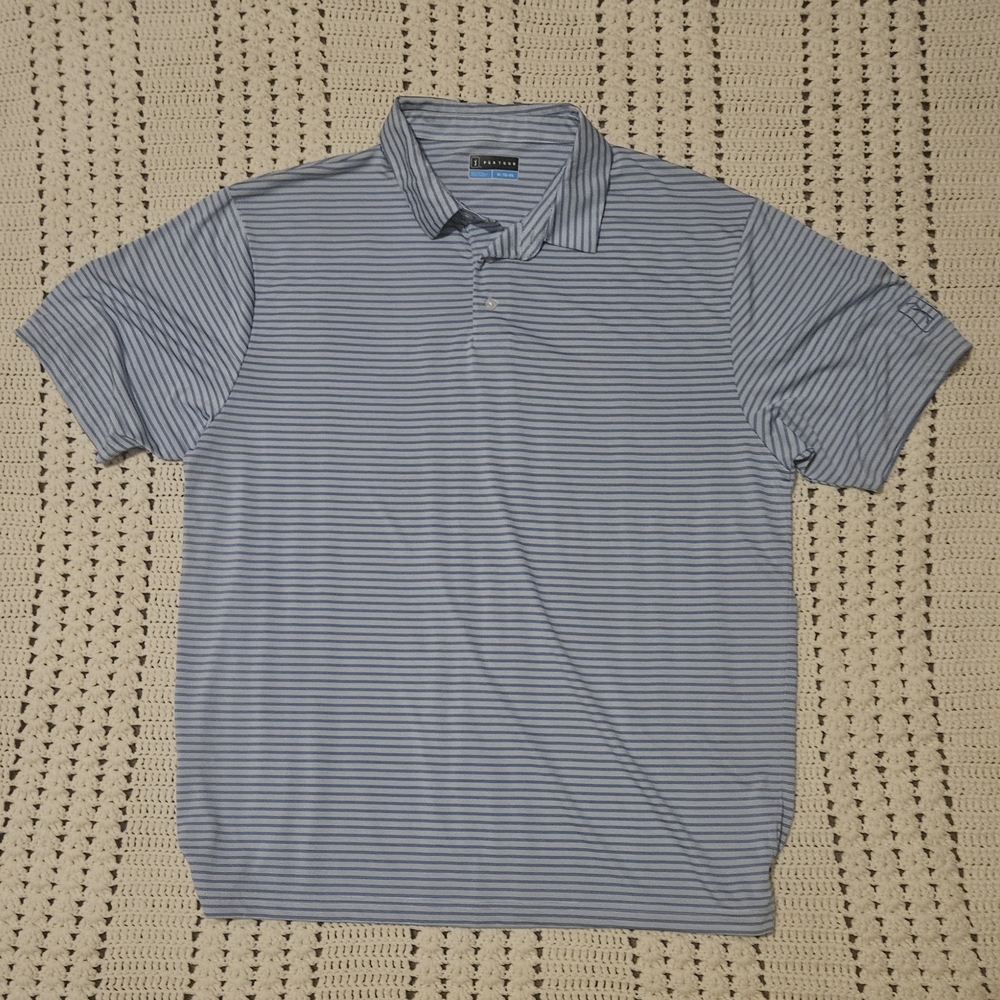 PGA Tour Men's Polo in Blue and White Stripes